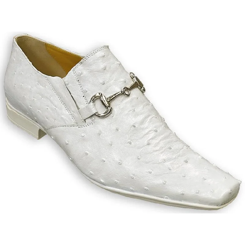 Suede men's loafers for a soft and luxurious feelMauri Cape Town 0215 White All-Over Genuine Ostrich Loafer Shoes