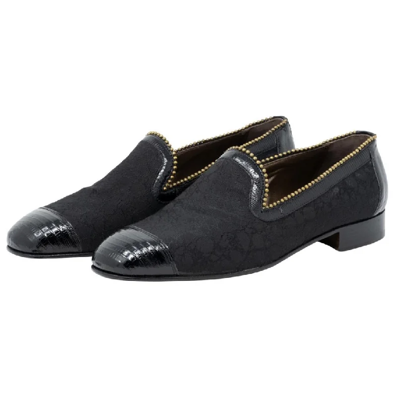 Men's loafers with a smooth leather finishMauri Finesse 3073 Black Genuine Lizard/Fabric Loafer Shoes