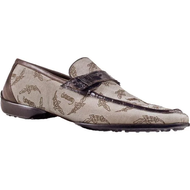 Men's loafers with a pointed toe for a stylish appearanceMauri Grand Prix 2105 Bone/Sport Rust Crocodile Flanks/Trigator Fabric/Nappa Leather Loafer Shoes