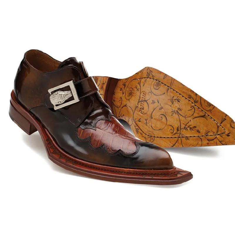 Men's loafers with a tassel front for a classic lookMauri Joker 44201 Brown/Cognac Genuine Alligator/Brushed Calf Leather Diagonal Pointed Toe Loafer Shoes