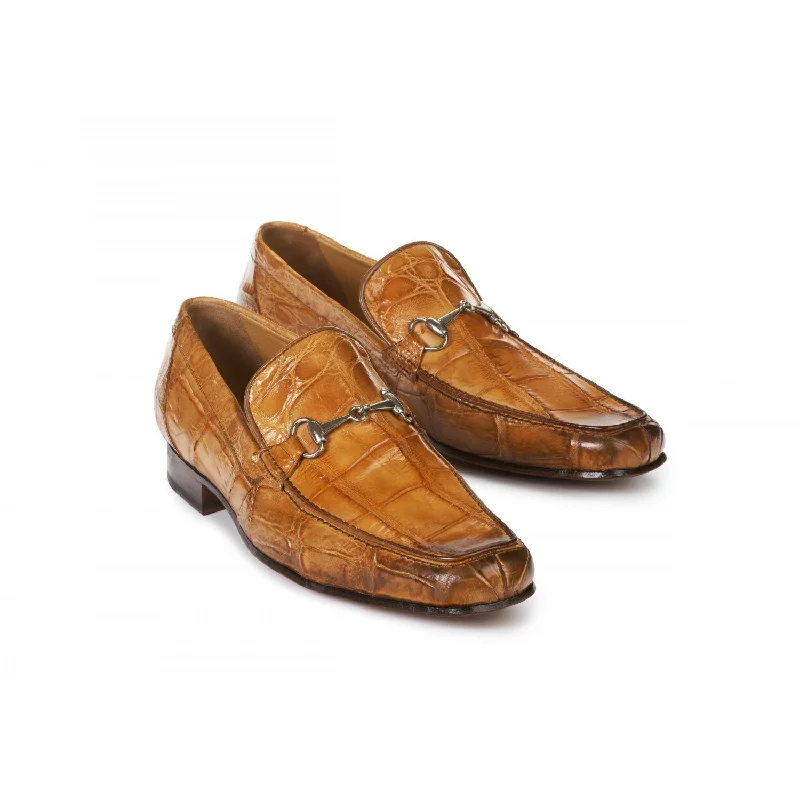 Men's loafers with a flexible sole for easy movementMauri Matrix 4894 Burnished Chestnut Genuine Body Alligator Hand Painted Loafer Shoes