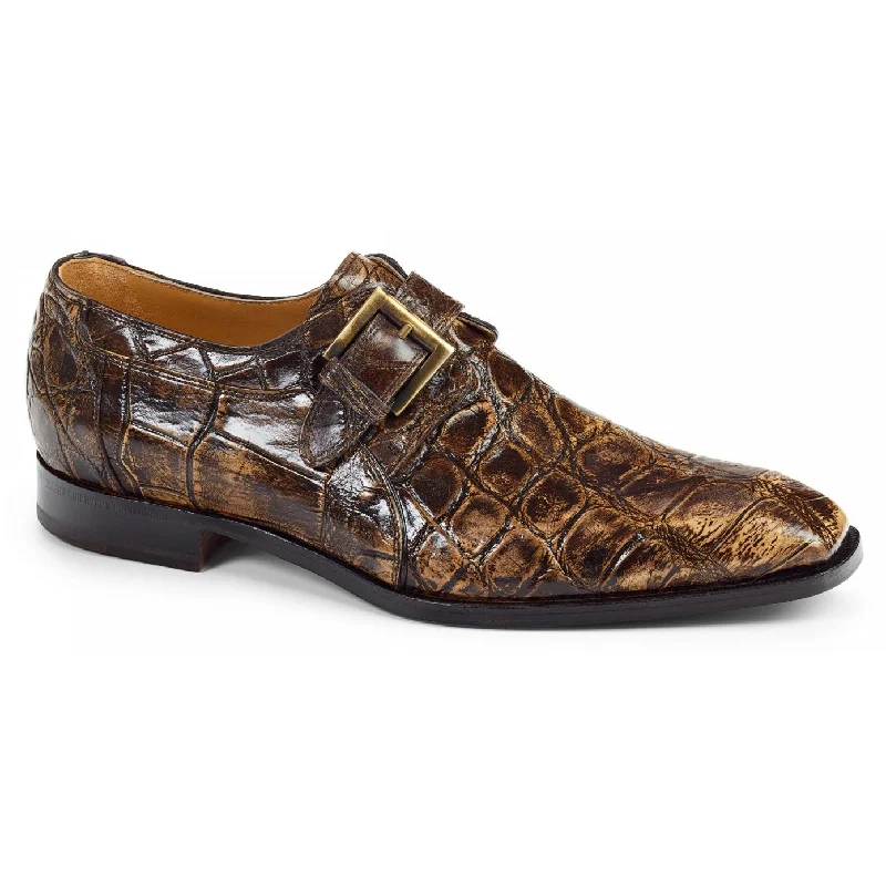 Men's loafers with a flexible sole for easy movementMauri Palatino 1002 Beige/Brown All Over Genuine Body Alligator Hand Painted Two Tone Monk Strap Loafer Shoes
