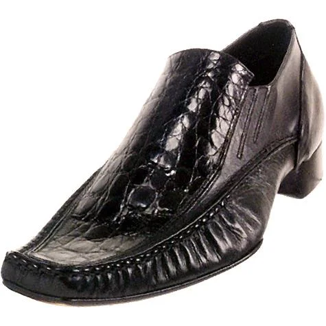 Men's loafers with a moc - toe designMauri Untitled 42837 Black Kangaroo/Crocodile Loafer Shoes