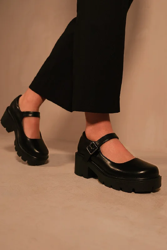 Men's loafers with a pointed toe for a stylish appearanceRYLEE CHUNKY PLATFORM BLOCK HEEL RETRO SHOES IN BLACK FAUX LEATHER Men's loafers with a pointed toe for a stylish appearanceRYLEE CHUNKY PLATFORM BLOCK HEEL RETRO SHOES IN BLACK FAUX LEATHER