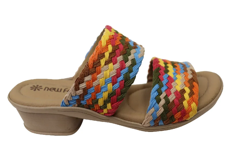 Men's sandals with a cushioned footbedNew Face Felicity Womens Comfortable Low Heel Slides Sandals