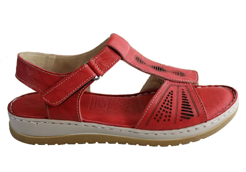 Men's sandals with a perforated leather upper for ventilationOrizonte Bessie Womens European Leather Comfortable Cushioned Sandals