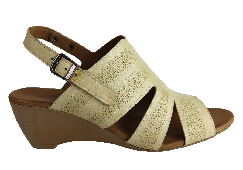 Men's sandals with a flexible sole for easy movementOrizonte Pinta Womens European Leather Comfortable Wedge Sandals