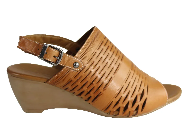 Waterproof men's sandals for water activitiesOrizonte Posy Womens European Leather Comfortable Wedge Sandals