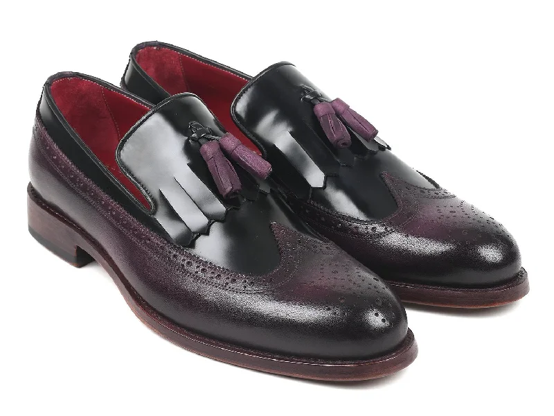 Men's loafers in a neutral color like black or brownPaul Parkman Kiltie Tassel Loafer Black & Purple (ID#KT92PX)