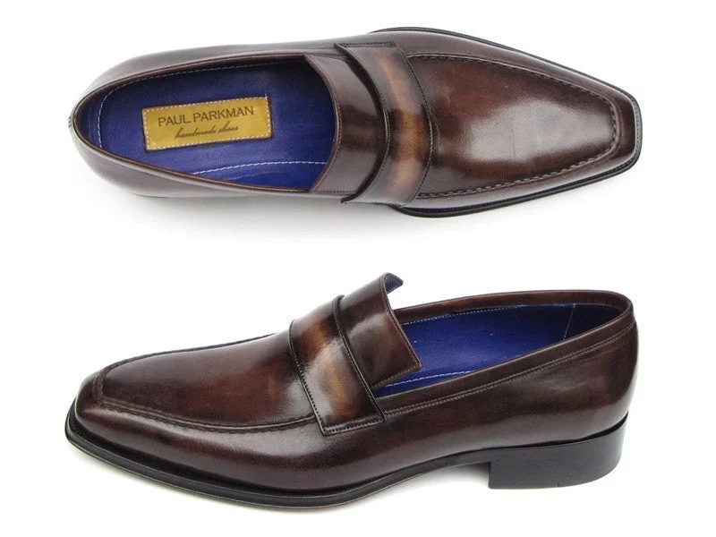 Men's loafers with a stretchy side panel for a better fitPaul Parkman Men's Loafer Bronze Hand Painted Shoes (ID#012-BRNZ)
