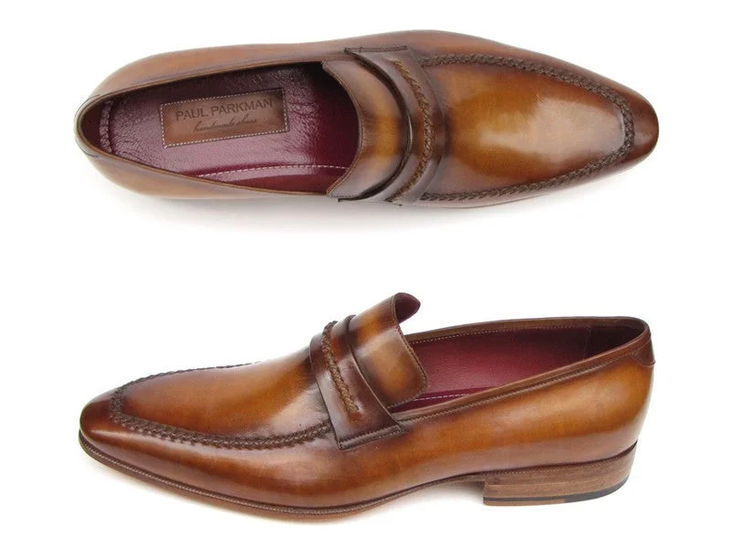 Men's leather loafers with a penny slotPaul Parkman Men's Loafer Brown Leather Shoes (ID#068-CML)