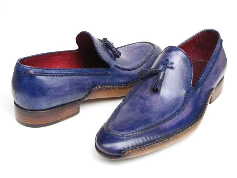 Men's loafers with a memory foam insolePaul Parkman Men's Side Handsewn Tassel Loafer Blue & Purple (ID#082-BLU-PURP)