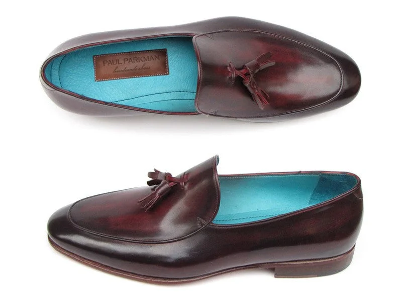 Men's loafers with a decorative bucklePaul Parkman Men's Tassel Loafer Black & Purple Shoes (ID#049-BLK-PURP)
