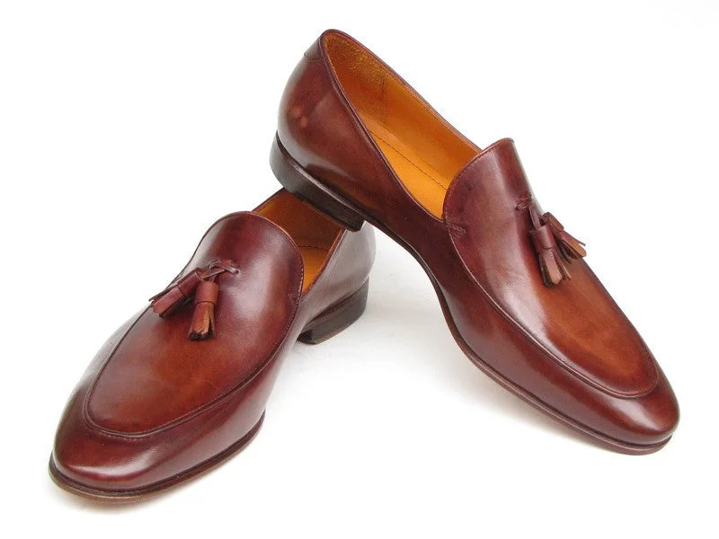 Men's loafers with a smooth leather finishPaul Parkman Men's Tassel Loafer Brown Hand Painted Leather (ID#049-BRW)