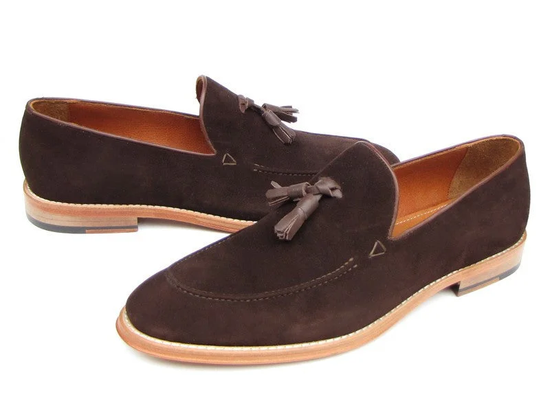Men's loafers with a contrast stitching detailPaul Parkman Men's Tassel Loafer Brown Suede Shoes (ID#087-BRW)