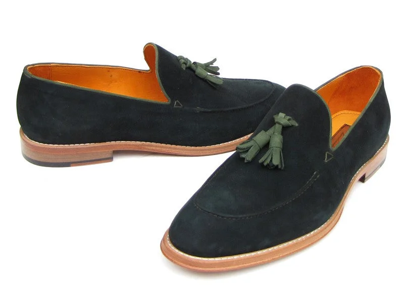 Men's loafers with a rubber sole for durabilityPaul Parkman Men's Tassel Loafer Green Suede Shoes (ID#087-GREEN)