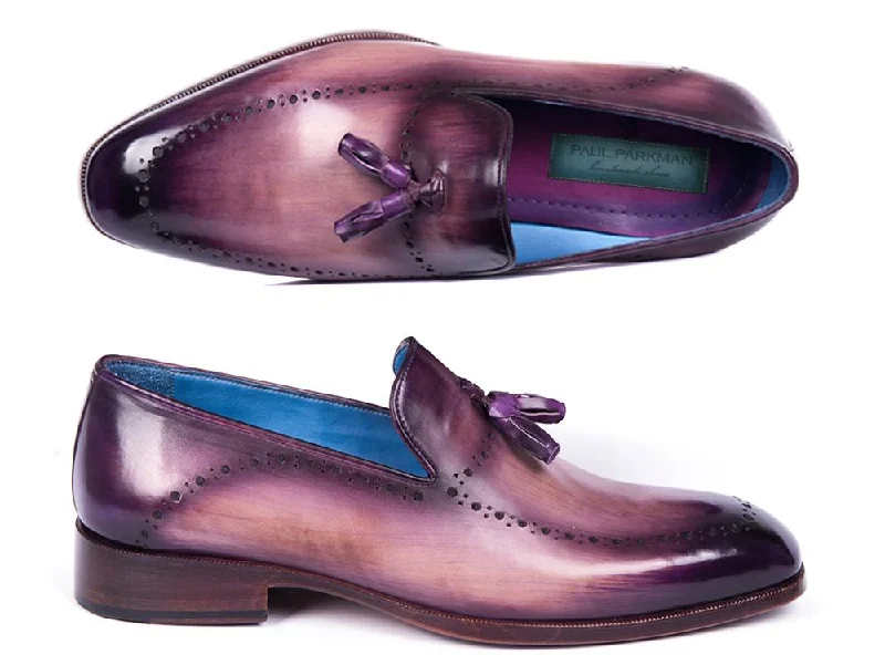 Men's loafers with a flexible sole for easy movementPaul Parkman Men's Tassel Loafer Purple (ID#66T80-PRP)