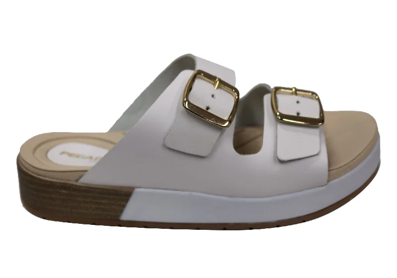 Men's sandals with a perforated leather upper for ventilationPegada Gabbi Womens Comfortable Leather Slides Sandals Made In Brazil