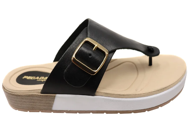 Men's sandals with a removable insole for cleaningPegada Nolo Womens Comfort Leather Thongs Sandals Made In Brazil
