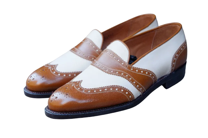 Slip - on men's loafers for easy wearPiau - MTO - Maple Calf / Cream Calf - NGT Last - Single Leather Sole