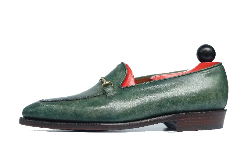Men's loafers with a rubber sole for durabilityPike - MTO - Forest Green Marble Patina - LPB Last - Single Leather Sole