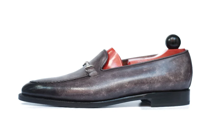 Men's loafers with a low - heeled designPike - MTO - Grey Marble Patina - TMG Last - Single Leather Sole Men's loafers with a low - heeled designPike - MTO - Grey Marble Patina - TMG Last - Single Leather Sole