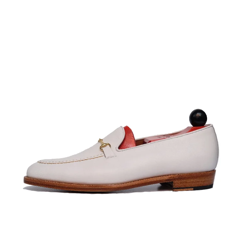 Men's loafers with a pointed toe for a stylish appearancePike - MTO - White Calf - TMG Last - Single Leather Sole Men's loafers with a pointed toe for a stylish appearancePike - MTO - White Calf - TMG Last - Single Leather Sole