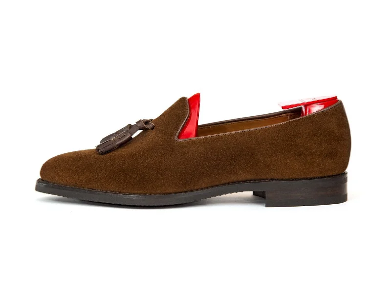 Men's loafers with a tassel front for a classic lookRavenna - MTO - Snuff Suede / Chocolate Calf Tassel - TMG Last - City Rubber Sole Men's loafers with a tassel front for a classic lookRavenna - MTO - Snuff Suede / Chocolate Calf Tassel - TMG Last - City Rubber Sole