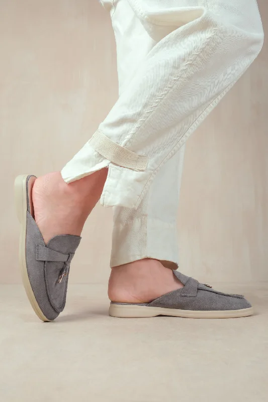 Slip - on men's loafers for easy wearTWILIGHT FLAT SLIP ON LOAFER WITH TASSEL DETAIL IN GREY SUEDE Slip - on men's loafers for easy wearTWILIGHT FLAT SLIP ON LOAFER WITH TASSEL DETAIL IN GREY SUEDE