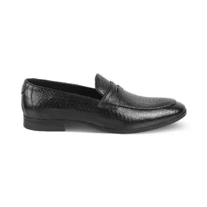 The Rosnake Black Men's Leather Loafers Tresmode