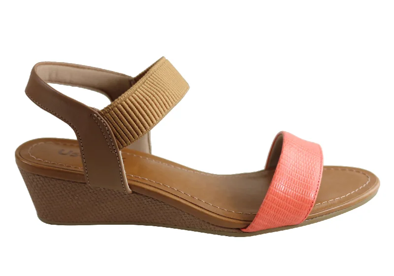 Men's sandals with a contrast stitching detailUsaflex Boca Womens Comfortable Wedge Sandals Made In Brazil