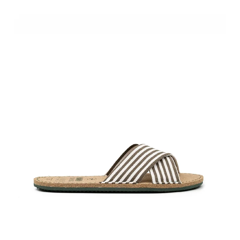 Men's sandals with a perforated leather upper for ventilationVegan sandal white-khaki ALA014