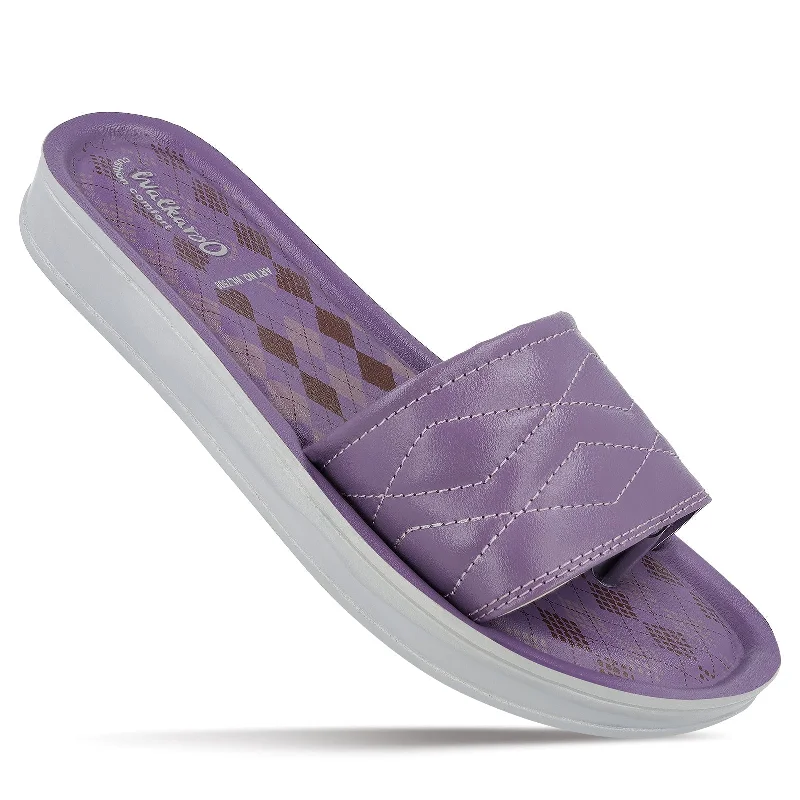 Men's sandals with a decorative buckle or charmWomen's Slide Sandals - WL7508 Purple