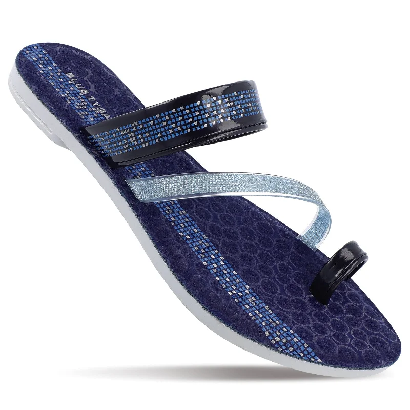 Men's sandals with a padded heelBlue Tyga Womens Cross Strap Slide Sandals  - BT2303 Blue