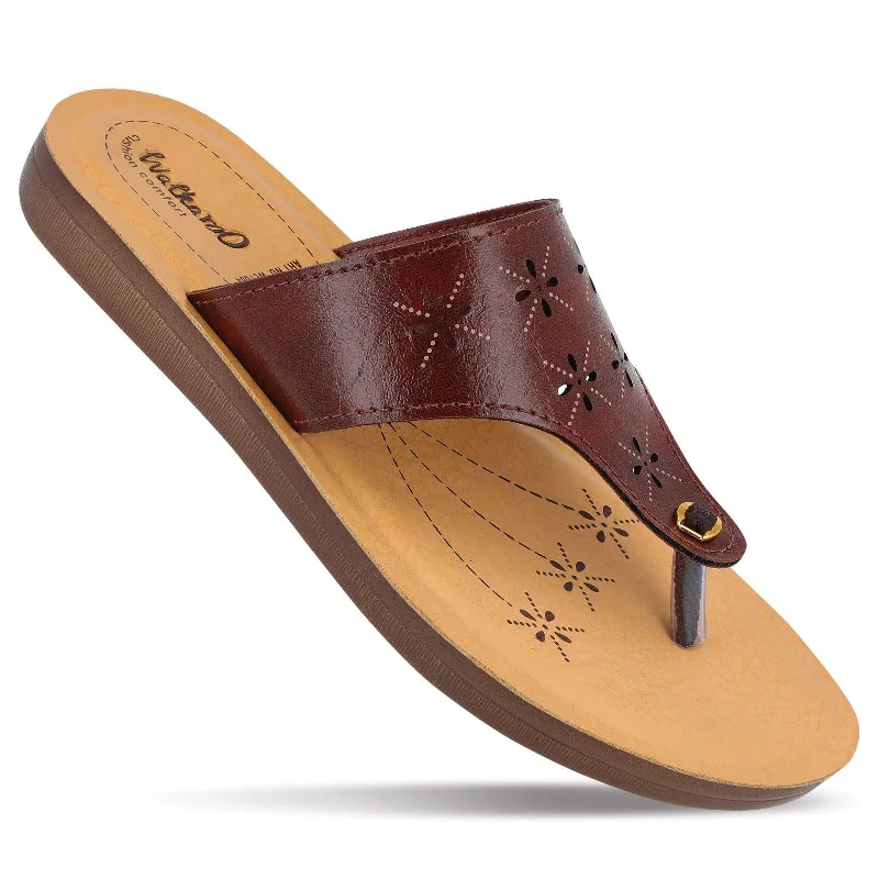 Men's sandals with a cushioned footbedWalkaroo Womens Solid Thong Sandal  - WL7084 Brown