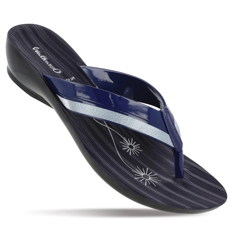 Men's sandals with a leather lining for comfortWalkaroo Womens Shimmer Thong Sandal  - WL7089 Blue