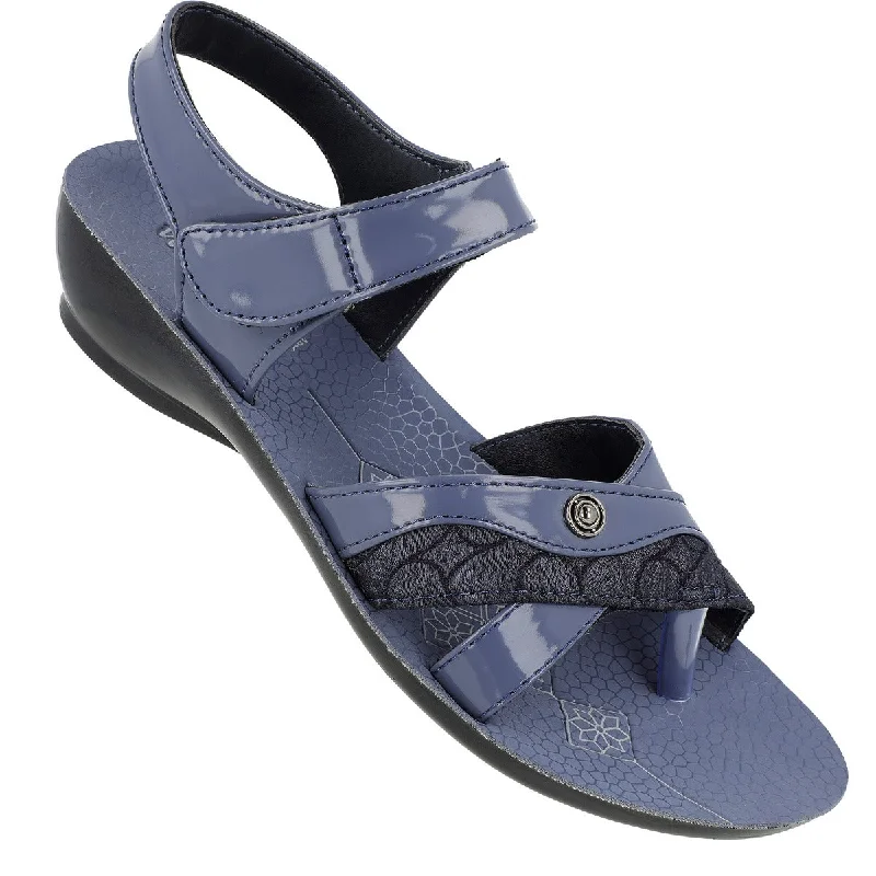 Men's sandals with a shock - absorbing insoleWalkaroo Womens Ankle Strap Flat Sandal  - WL7801 Blue