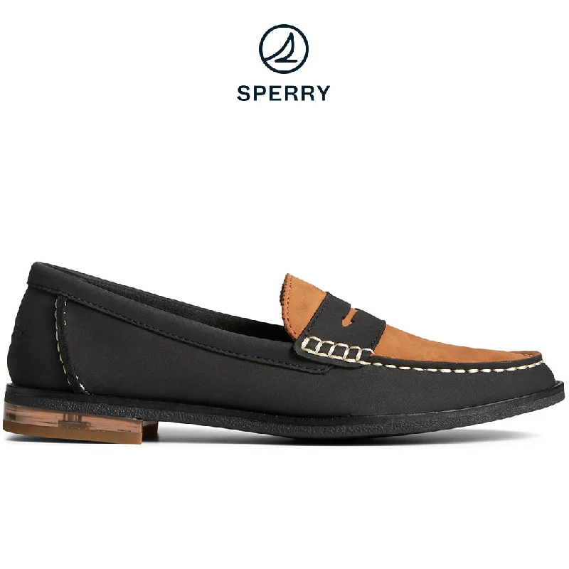 Men's loafers with a contrast stitching detailWomen's Seaport Penny Leather Loafer with Acrylic Black/Tan (STS88971) Men's loafers with a contrast stitching detailWomen's Seaport Penny Leather Loafer with Acrylic Black/Tan (STS88971)