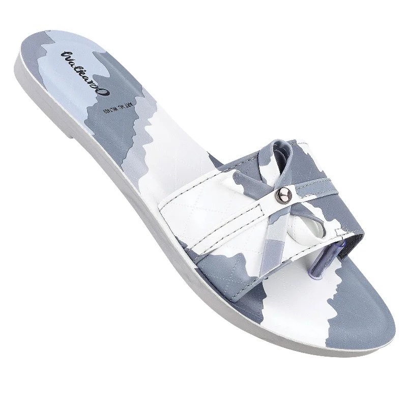 Men's sandals with a buckle closureWomen's Slide Sandals  - WL7409 White Grey