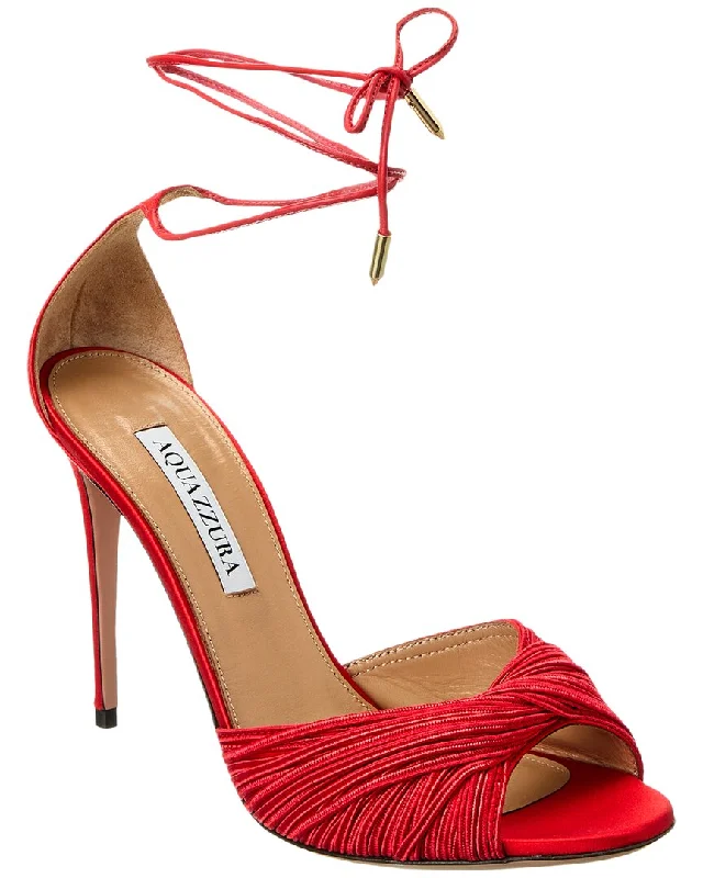 Women's Ankle - Strap Sandals with a Block Heel in Red for a Sophisticated Style Women's Ankle - Strap Sandals with a Block Heel in Red for a Sophisticated Style Sustainable Women's Recycled Material Sandals in Beige for Eco - Conscious ShoppersAquazzura Bellini Beauty 105 Satin Sandal
