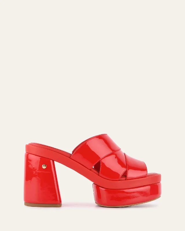 Women's Sandals with a Wedge Heel and a Tassel Detail in Orange for a Trendy Look Women's Sandals with a Wedge Heel and a Tassel Detail in Orange for a Trendy Look Shock - Absorbing Women's Sandals with a Soft Insole in Black for Active LifestylesFAYE HIGH HEEL PLATFORM SANDALS RED PATENT