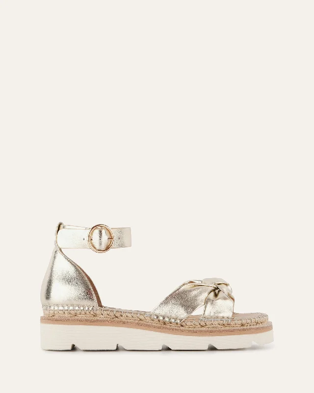 Women's Sandals with a Glitter - Coated Strap in Gold for a Sparkly Summer Outfit Women's Sandals with a Glitter - Coated Strap in Gold for a Sparkly Summer Outfit Elastic - Strap Women's Sandals with a Padded Toe in Teal for Easy On - and - OffIRIS FLAT SANDAL LIGHT GOLD LEATHER