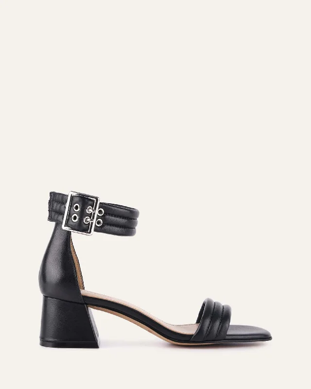 Women's Sandals with a Wedge Heel and a Tassel Detail in Orange for a Trendy Look Women's Sandals with a Wedge Heel and a Tassel Detail in Orange for a Trendy Look Shock - Absorbing Women's Sandals with a Soft Insole in Black for Active LifestylesLYRIC MID HEEL SANDALS BLACK LEATHER