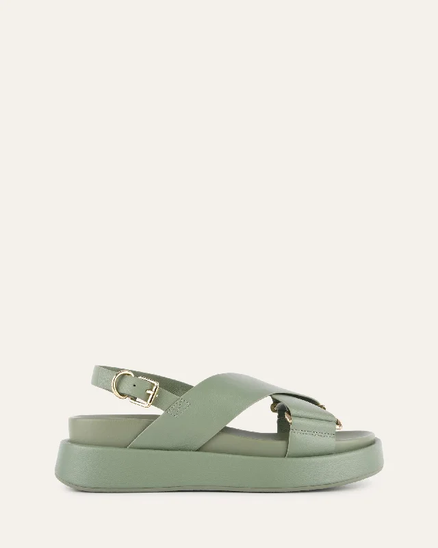 Women's Cork - Soled Espadrille Sandals with a Rope - Trimmed Upper in Navy for a Summer Vibe Women's Cork - Soled Espadrille Sandals with a Rope - Trimmed Upper in Navy for a Summer Vibe Women's Rhinestone - Embellished Open - Toe Sandals in Silver for a Glamorous Party LookMARLEY FLAT SANDALS PISTACHIO GREEN LEATHER