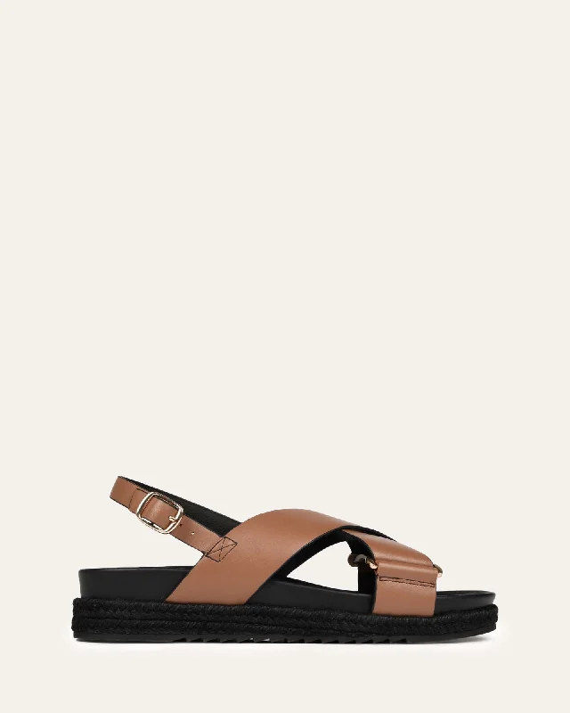Women's Ankle - Strap Sandals with a Block Heel in Red for a Sophisticated Style Women's Ankle - Strap Sandals with a Block Heel in Red for a Sophisticated Style Child - Friendly Women's Sandals with a Secure Buckle in Purple for Moms on the GoMILES FLAT ESPADRILLE SANDALS DARK TAN LEATHER