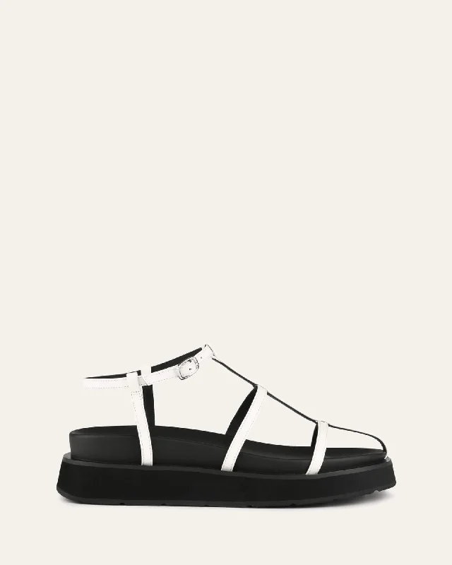 Women's Sandals with a Floral - Printed Upper in Pink for a Feminine Spring Look Women's Sandals with a Floral - Printed Upper in Pink for a Feminine Spring Look Women's Cork - Soled Espadrille Sandals with a Rope - Trimmed Upper in Navy for a Summer VibeMINA FLAT SANDALS WHITE MULTI