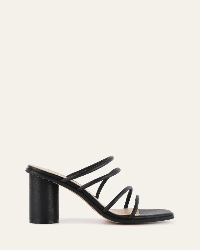 Women's Leather - Strapped Sandals with a Braided Detail in Brown for a Rustic Appeal Women's Leather - Strapped Sandals with a Braided Detail in Brown for a Rustic Appeal Plus Size Women's Wide - Width Platform Sandals in Black for Added Comfort and HeightNAOMI MID HEEL SANDALS BLACK LEATHER