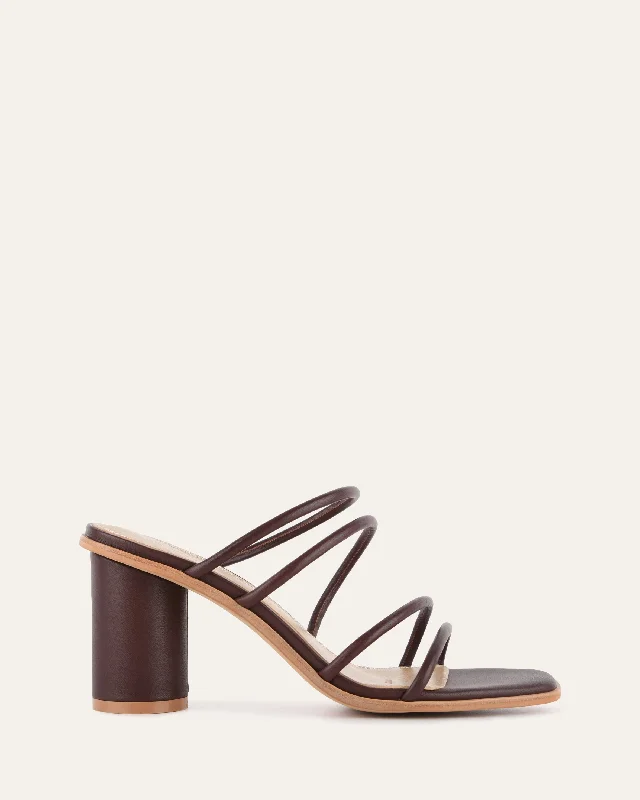 Women's Sandals with a Glitter - Coated Strap in Gold for a Sparkly Summer Outfit Women's Sandals with a Glitter - Coated Strap in Gold for a Sparkly Summer Outfit Elastic - Strap Women's Sandals with a Padded Toe in Teal for Easy On - and - OffNAOMI MID HEEL SANDALS CHOCOLATE LEATHER