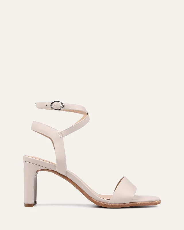 Women's Ankle - Strap Sandals with a Block Heel in Red for a Sophisticated Style Women's Ankle - Strap Sandals with a Block Heel in Red for a Sophisticated Style Child - Friendly Women's Sandals with a Secure Buckle in Purple for Moms on the GoNATSU MID HEEL SANDALS BONE LEATHER