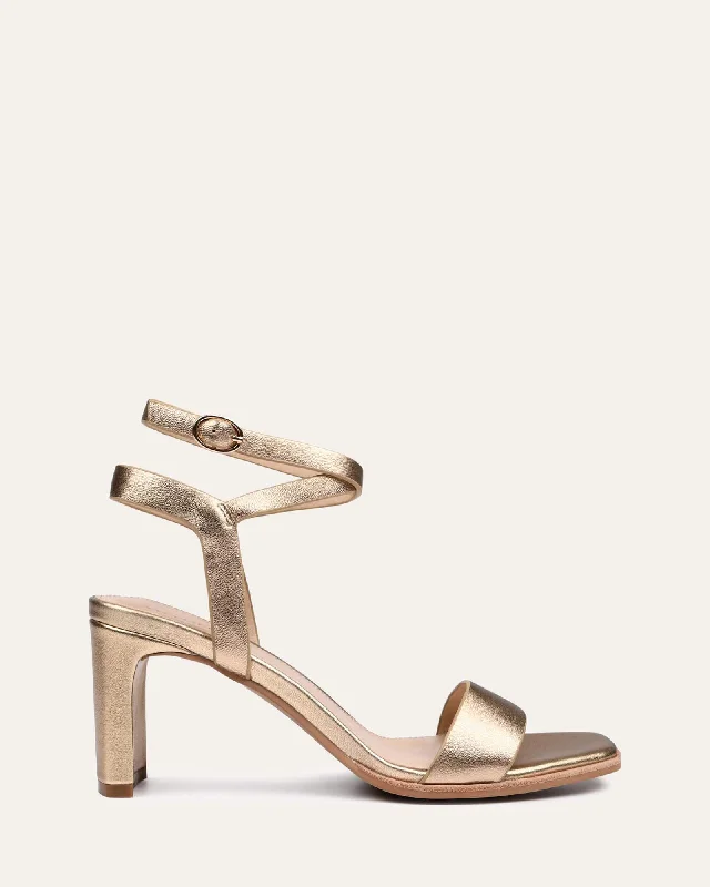 Women's Cork - Soled Espadrille Sandals with a Rope - Trimmed Upper in Navy for a Summer Vibe Women's Cork - Soled Espadrille Sandals with a Rope - Trimmed Upper in Navy for a Summer Vibe Women's Rhinestone - Embellished Open - Toe Sandals in Silver for a Glamorous Party LookNATSU MID HEEL SANDALS SOFT GOLD LEATHER